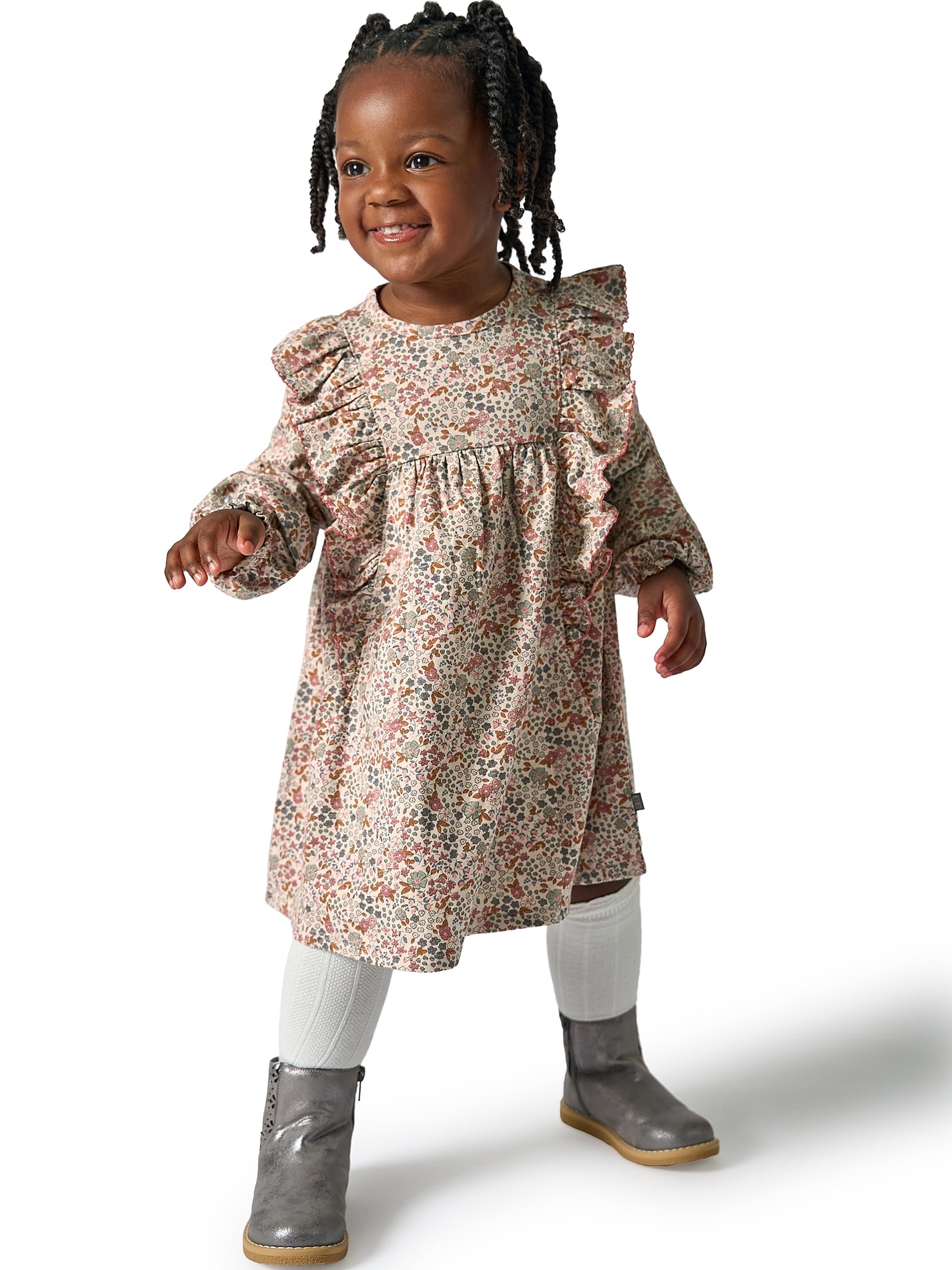 Modern Moments by Gerber Toddler Girl Dress with Ruffles, Sizes 12M-5T