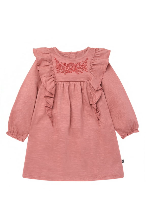 by Gerber Toddler Girl Dress with Ruffles, Sizes 12M-5T