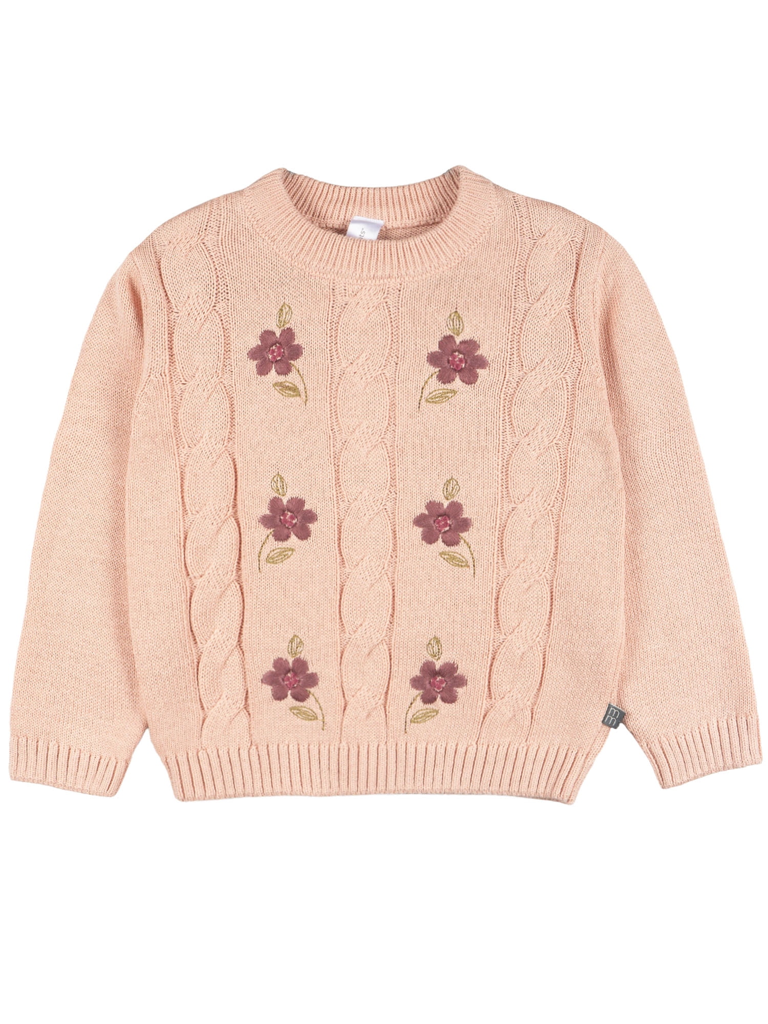 Modern Moments by Gerber Toddler Girl Embroidered Cabel Sweater, Sizes 12 Months - 5T