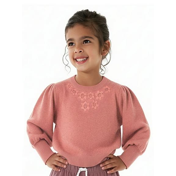 Modern Moments by Gerber Toddler Girl Embroidery Sweater, Sizes 12 Months -5T