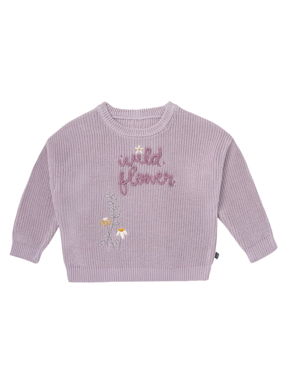 by Gerber Toddler Girl Embroidery Sweater, Sizes 12 Months -5T