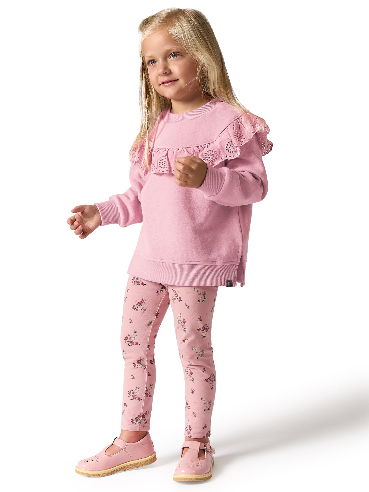 Modern Moments by Gerber Toddler Girl Eyelet Ruffle Sweatshirt Tunic and Legging Set, Sizes 12M-5T