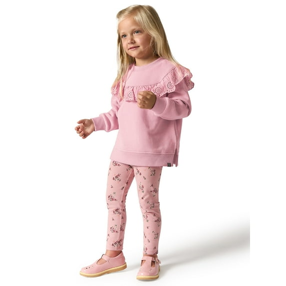 Modern Moments by Gerber Toddler Girl Eyelet Ruffle Sweatshirt Tunic and Legging Set, Sizes 12M-5T
