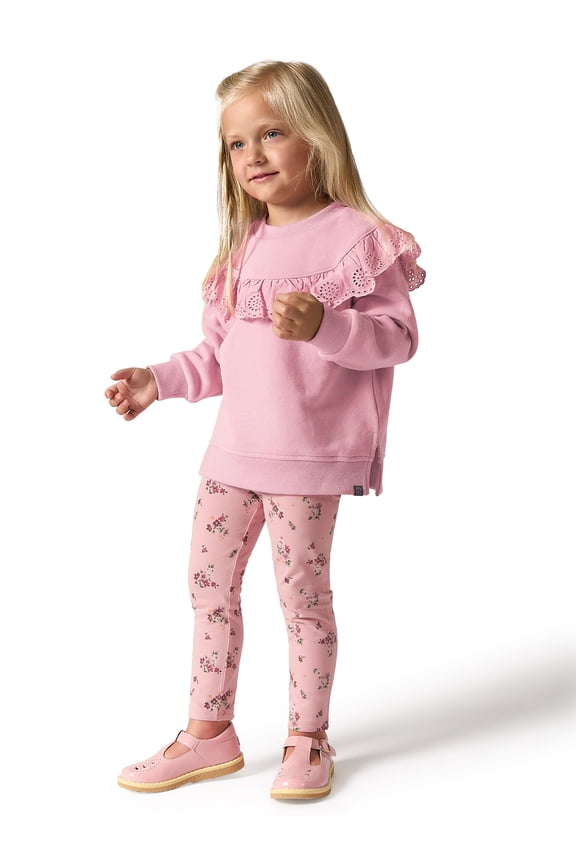 by Gerber Toddler Girl Eyelet Ruffle Sweatshirt Tunic and Legging Set, Sizes 12M-5T