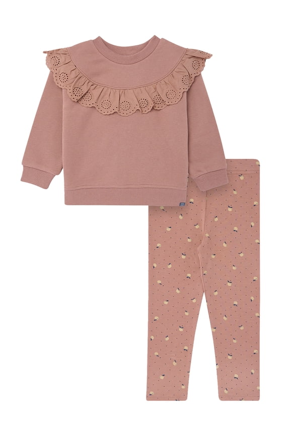 by Gerber Toddler Girl Eyelet Ruffle Sweatshirt Tunic and Legging Set, Sizes 12M-5T