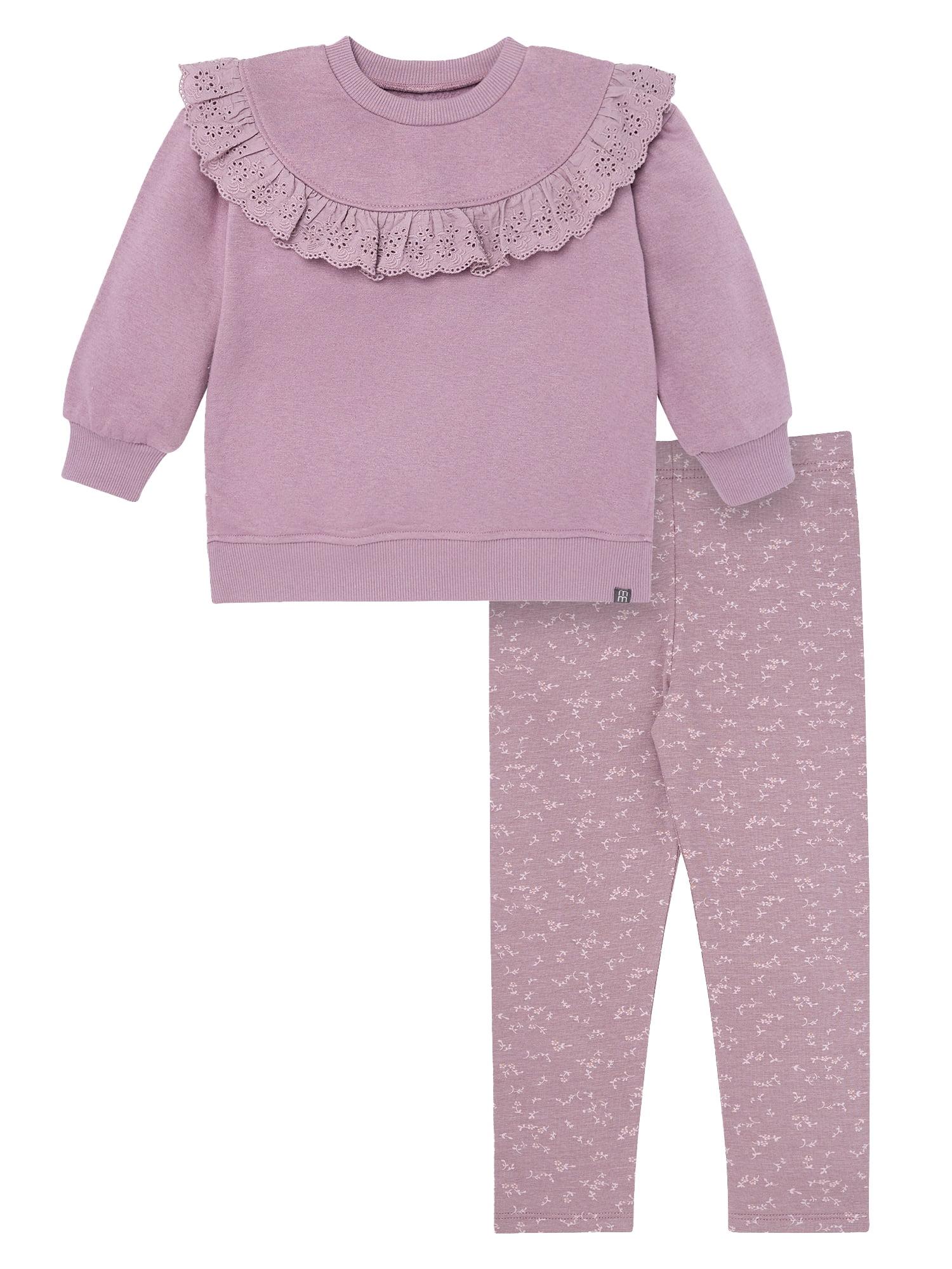 Modern Moments by Gerber Toddler Girl Eyelet Ruffle Sweatshirt Tunic and Legging Set, Sizes 12M-5T