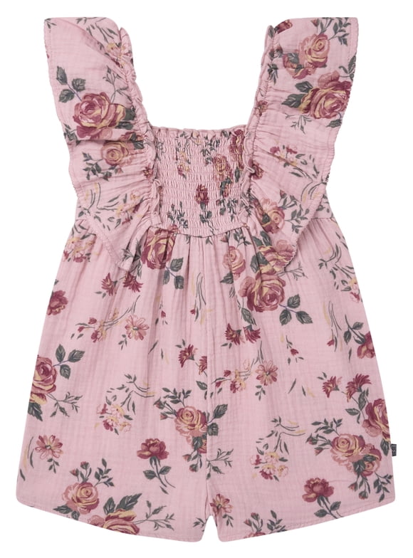 by Gerber Toddler Girl Flutter Romper with Smocking, Sizes 12 Months - 5T