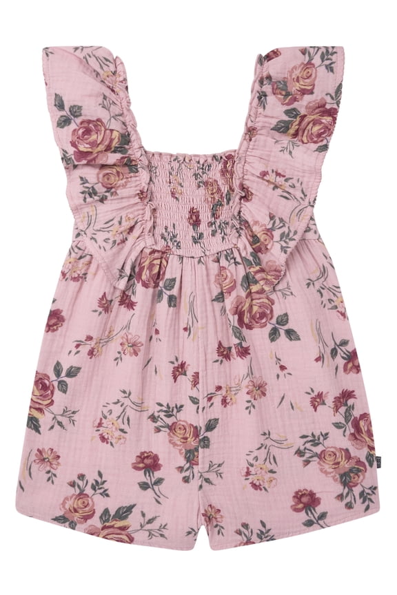 by Gerber Toddler Girl Flutter Romper with Smocking, Sizes 12 Months - 5T
