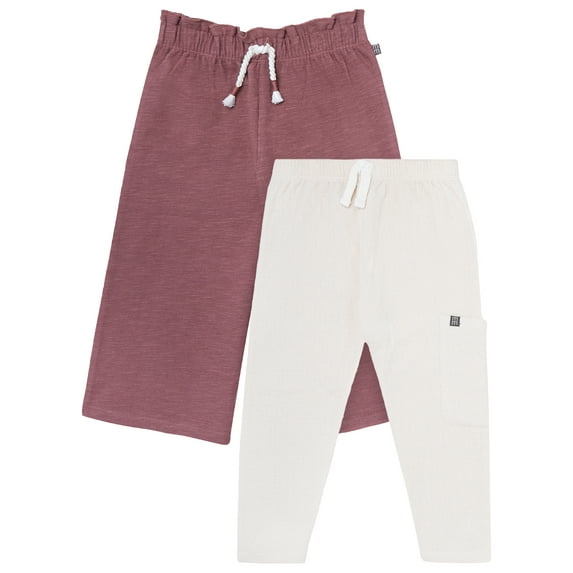 Modern Moments by Gerber Toddler Girl Organic Pants, 2-Pack, Sizes 12 Months - 5T