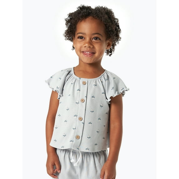 Modern Moments by Gerber Toddler Girl Organic Ruffled Short Sleeve Top, Sizes 12M-5T