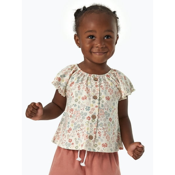 Modern Moments by Gerber Toddler Girl Organic Ruffled Short Sleeve Top, Sizes 12M-5T