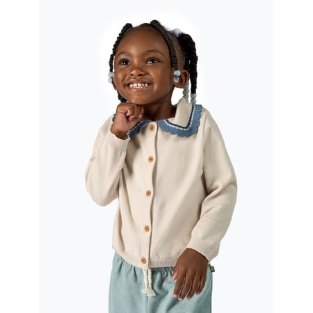 Modern Moments by Gerber Toddler Girl Pointelle Collared Cardigan Sweater, Sizes 12M-5T