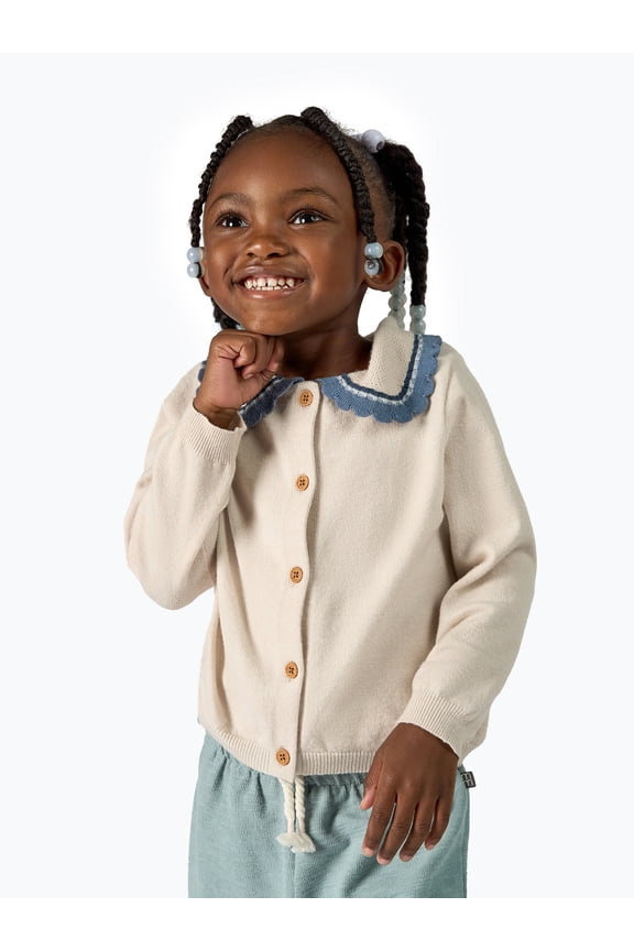 by Gerber Toddler Girl Pointelle Collared Cardigan Sweater, Sizes 12M-5T