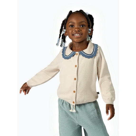 Modern Moments by Gerber Toddler Girl Pointelle Collared Cardigan Sweater, Sizes 12M-5T