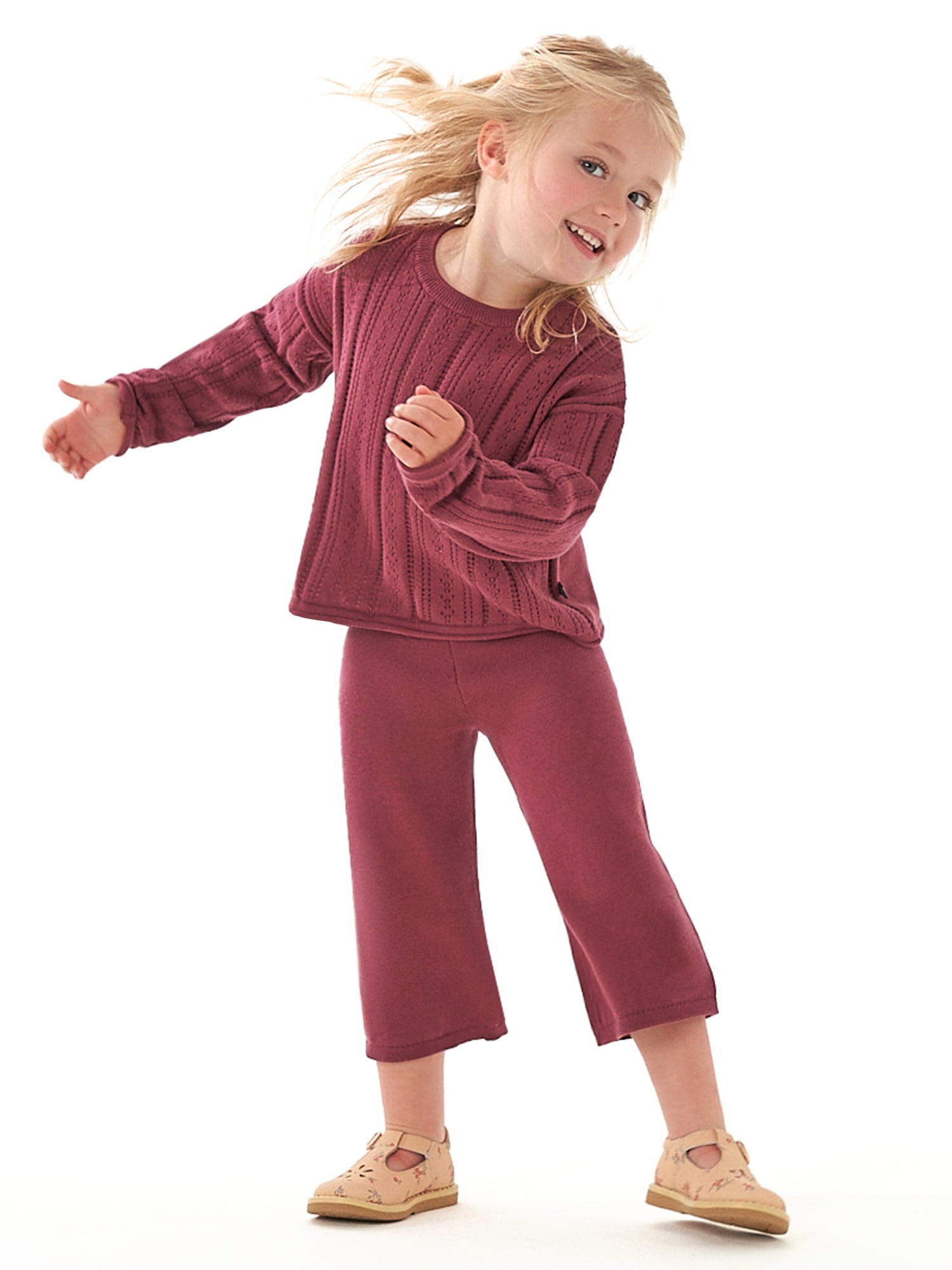 Modern Moments by Gerber Toddler Girl Pointelle Sweater and Pant Set, 2-Piece, Sizes 12 Months - 5T