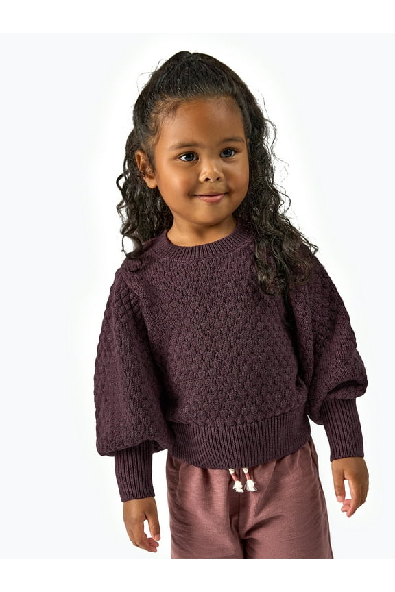 by Gerber Toddler Girl Puff Sleeve Sweater, Sizes 12M-5T