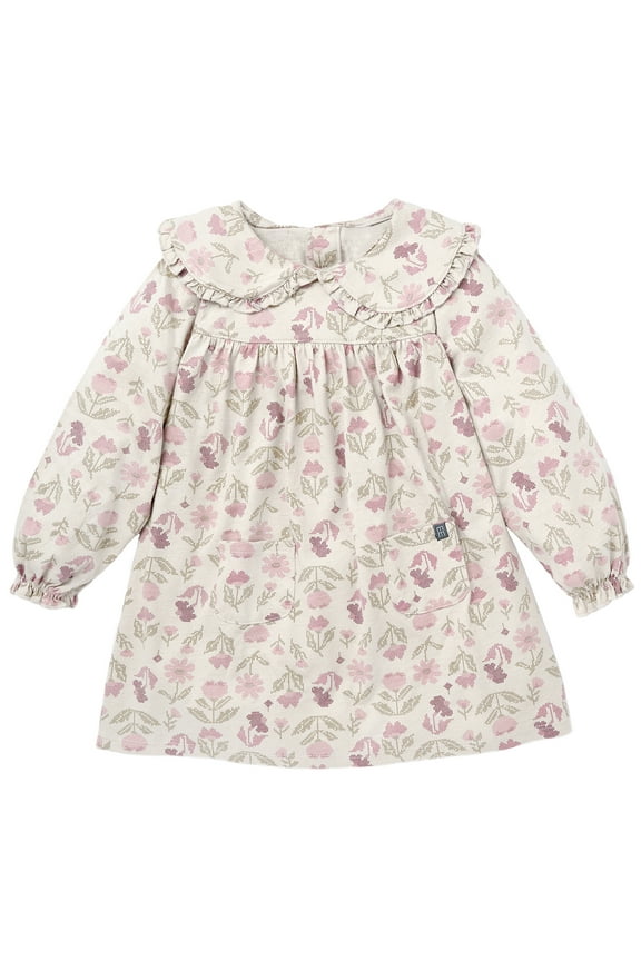 by Gerber Toddler Girl Ruffle Dress with Collar, Sizes 12M-5T