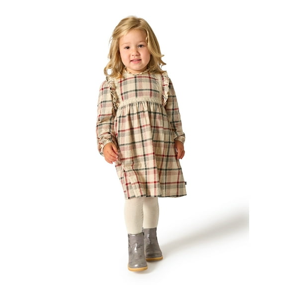 Modern Moments by Gerber Toddler Girl Ruffled Dress with Crochet Lace Detail, Sizes 12M-5T