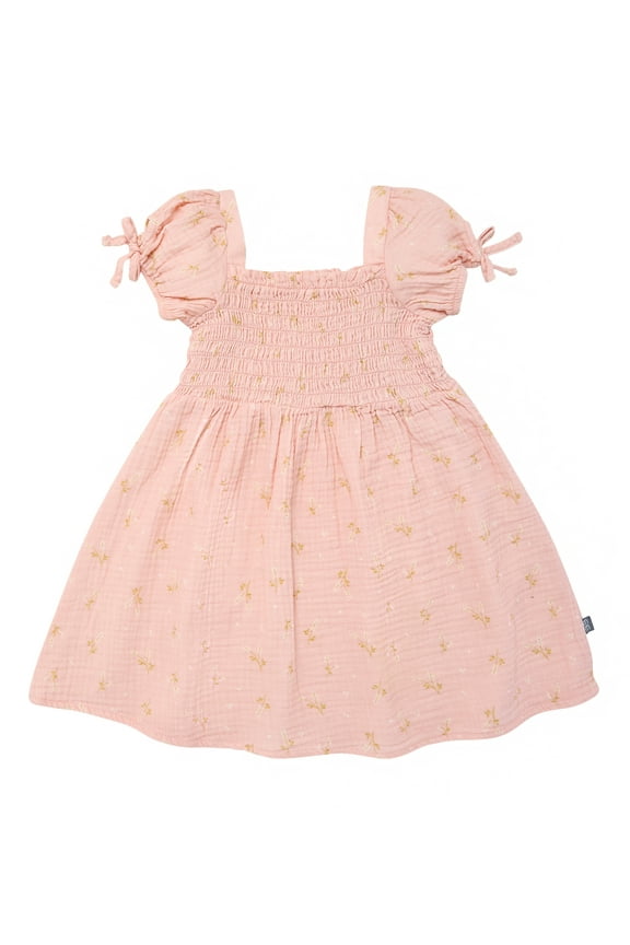 by Gerber Toddler Girl Smocked Dress with Bows, Sizes 12M-5T