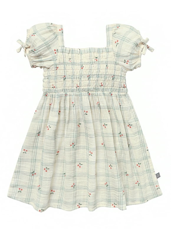 by Gerber Toddler Girl Smocked Dress with Bows, Sizes 12M-5T