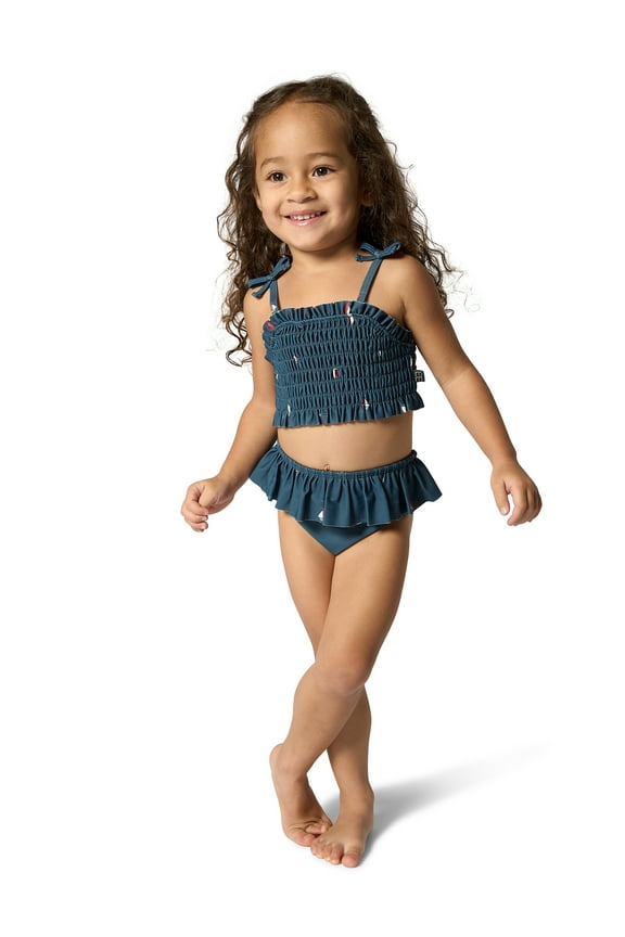 by Gerber Toddler Girl Smocked Top Tankini with Ruffle Set, 2-Piece, Sizes 12M - 5T