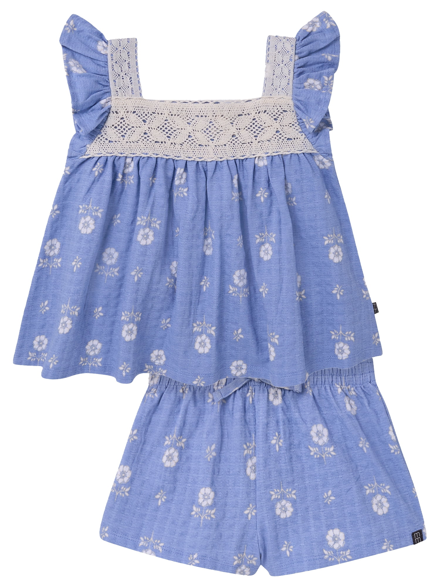 Modern Moments by Gerber Toddler Girl Square Neck Ruffle Outfit Set, 2-Piece, Sizes 12 Months - 5T