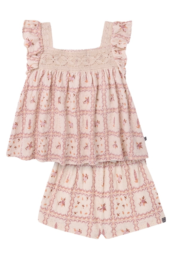 by Gerber Toddler Girl Square Neck Ruffle Outfit Set, 2-Piece, Sizes 12 Months - 5T