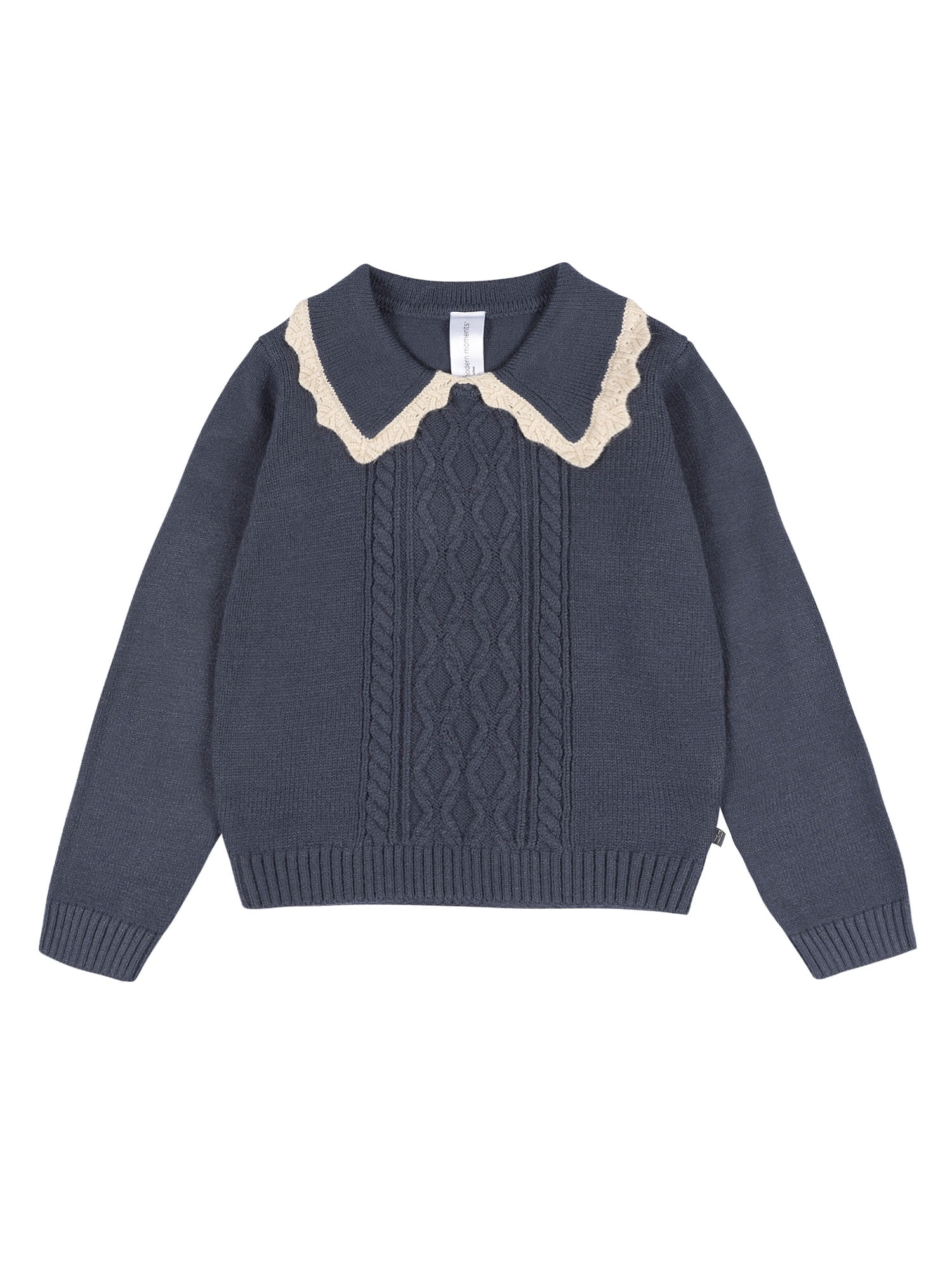 Modern Moments by Gerber Toddler Girl Sweater with Decorative Collar, Sizes 12 Months - 5T