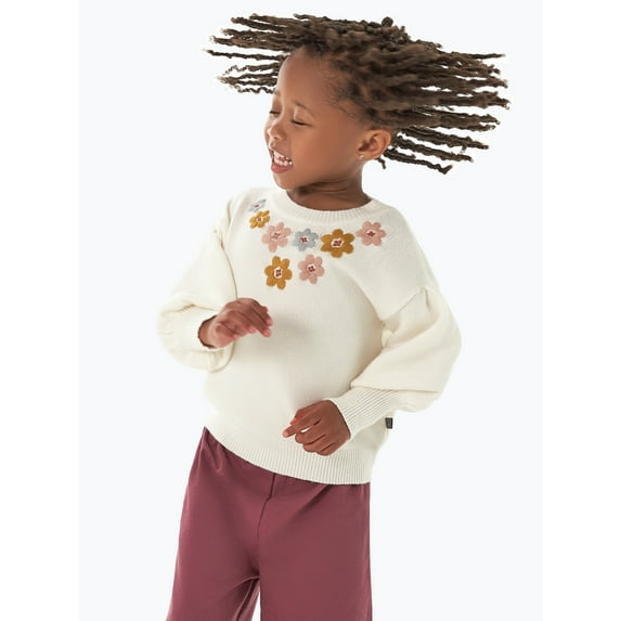Modern Moments by Gerber Toddler Girl Sweater with Embroidery, Sizes 12 Months - 5T