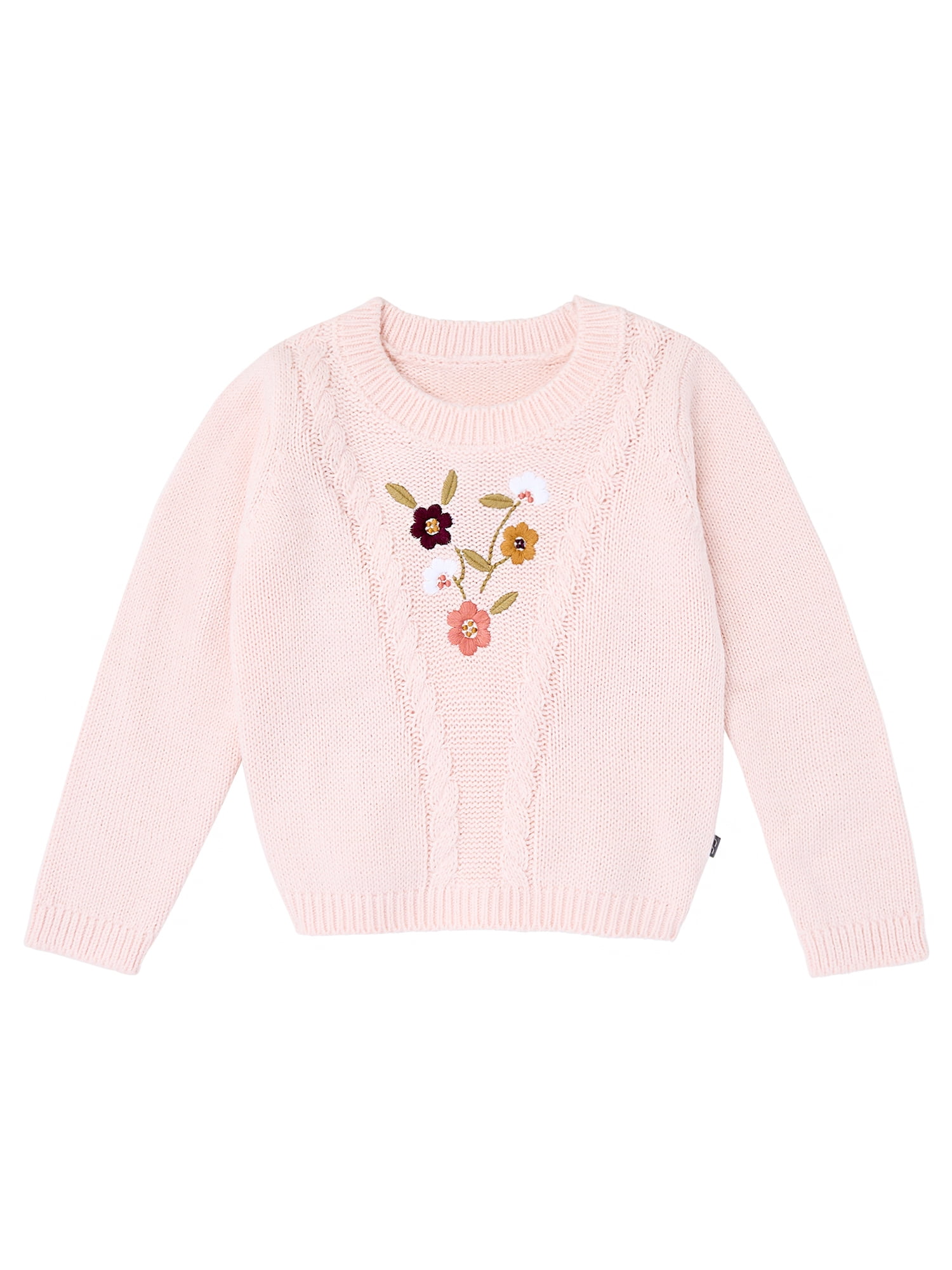 Modern Moments by Gerber Toddler Girl Sweater with Textural Stitches and Embroidery, Sizes 12M-5T