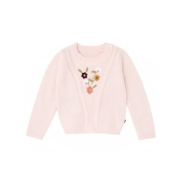 Modern Moments by Gerber Toddler Girl Sweater with Textural Stitches and Embroidery, Sizes 12M-5T