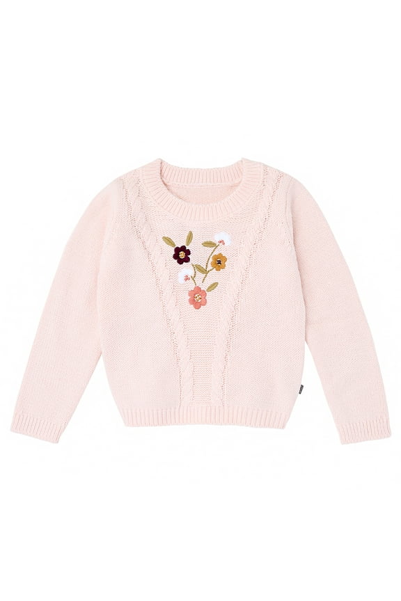 by Gerber Toddler Girl Sweater with Textural Stitches and Embroidery, Sizes 12M-5T