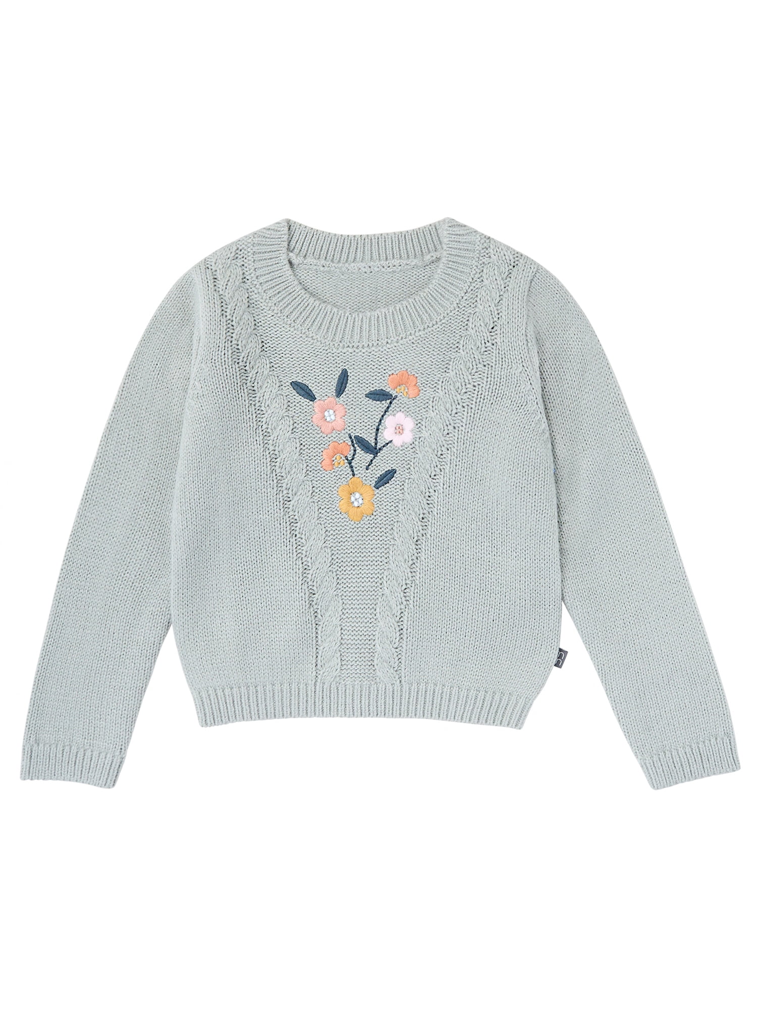Modern Moments by Gerber Toddler Girl Sweater with Textural Stitches and Embroidery, Sizes 12M-5T