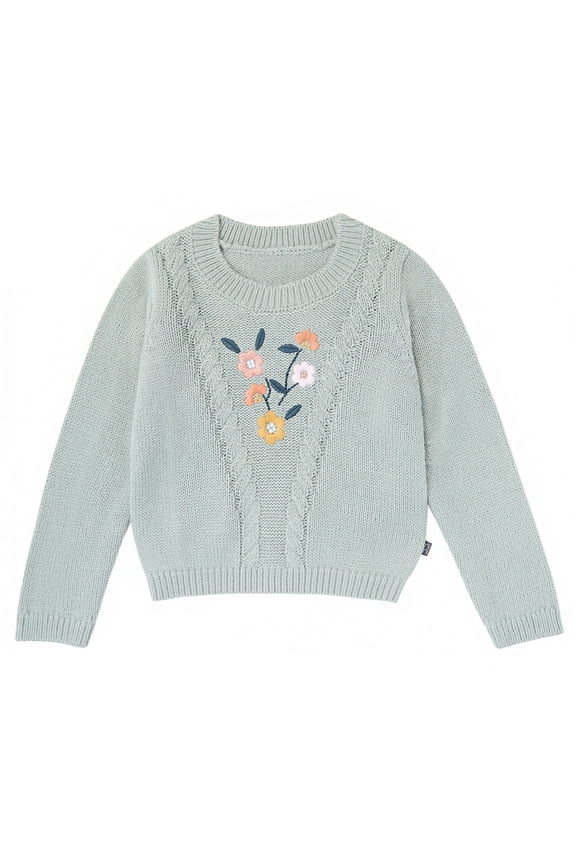 by Gerber Toddler Girl Sweater with Textural Stitches and Embroidery, Sizes 12M-5T