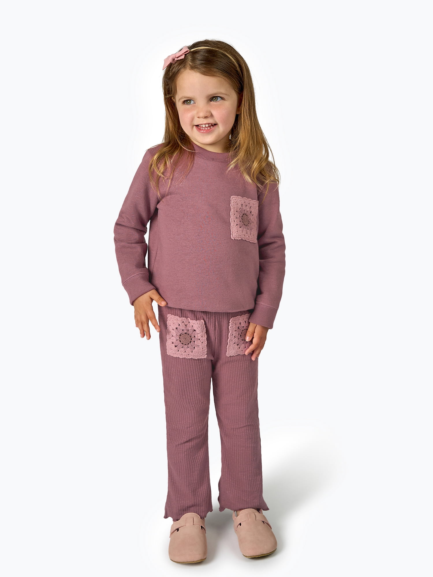 Modern Moments by Gerber Toddler Girl Sweatshirt with Flare Leg Pan Outfit Set, Sizes 12M-5T