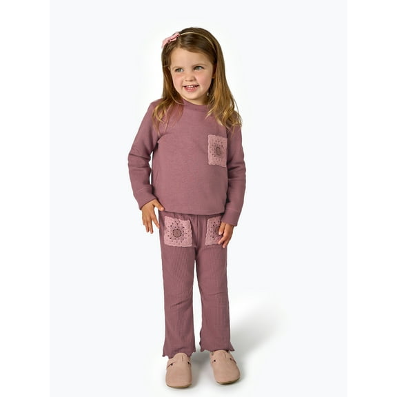 Modern Moments by Gerber Toddler Girl Sweatshirt with Flare Leg Pan Outfit Set, Sizes 12M-5T