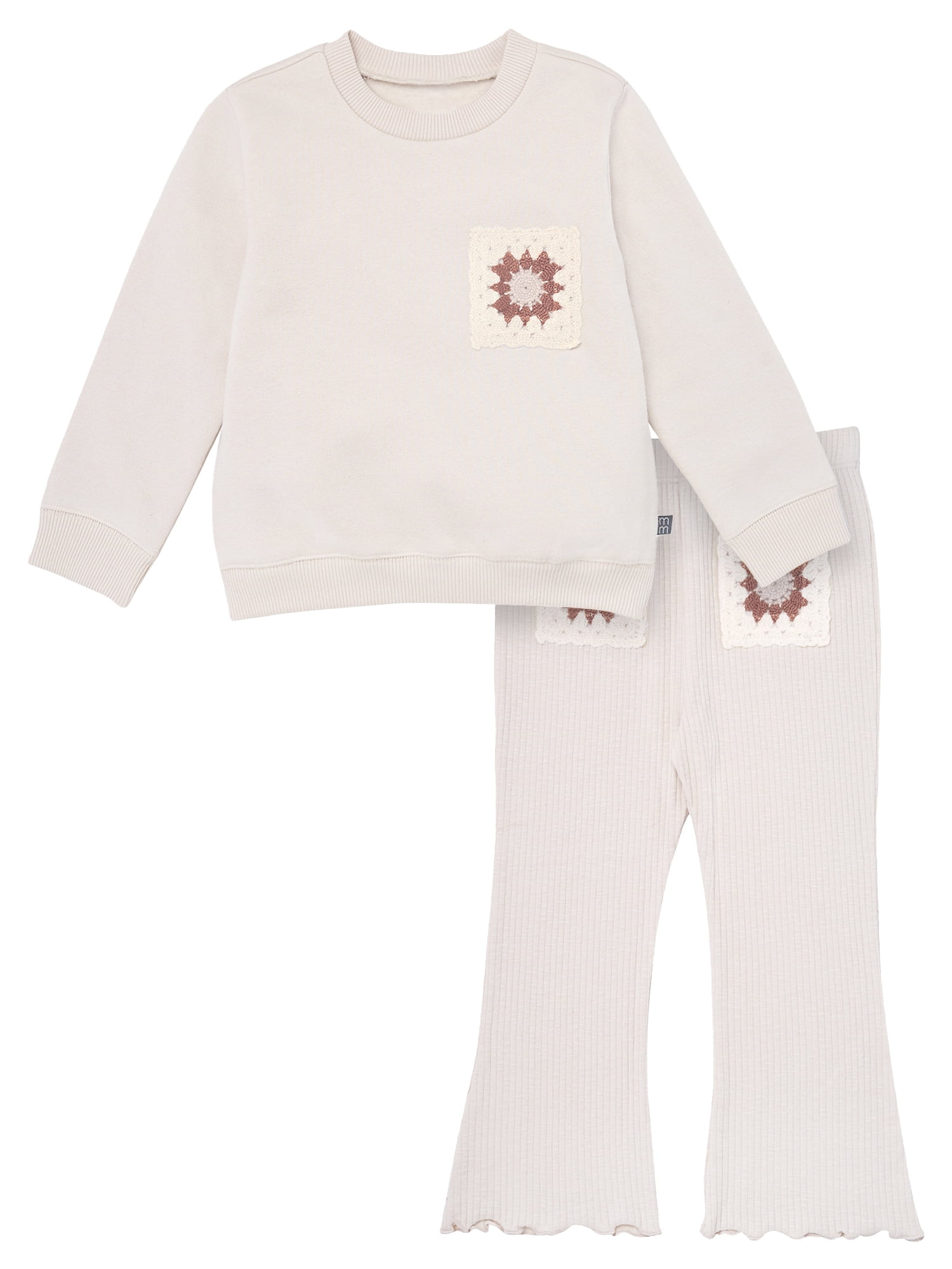 Modern Moments by Gerber Toddler Girl Sweatshirt with Flare Leg Pan Outfit Set, Sizes 12M-5T