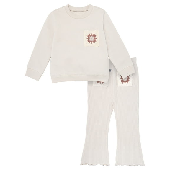 Modern Moments by Gerber Toddler Girl Sweatshirt with Flare Leg Pan Outfit Set, Sizes 12M-5T