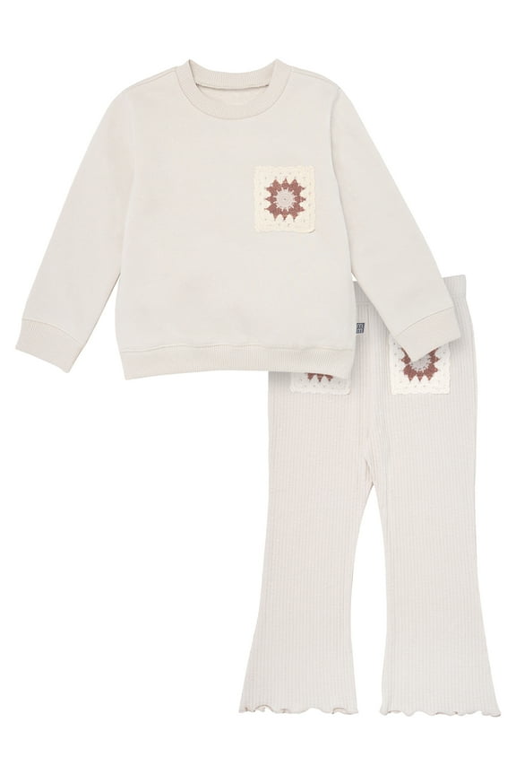 by Gerber Toddler Girl Sweatshirt with Flare Leg Pan Outfit Set, Sizes 12M-5T