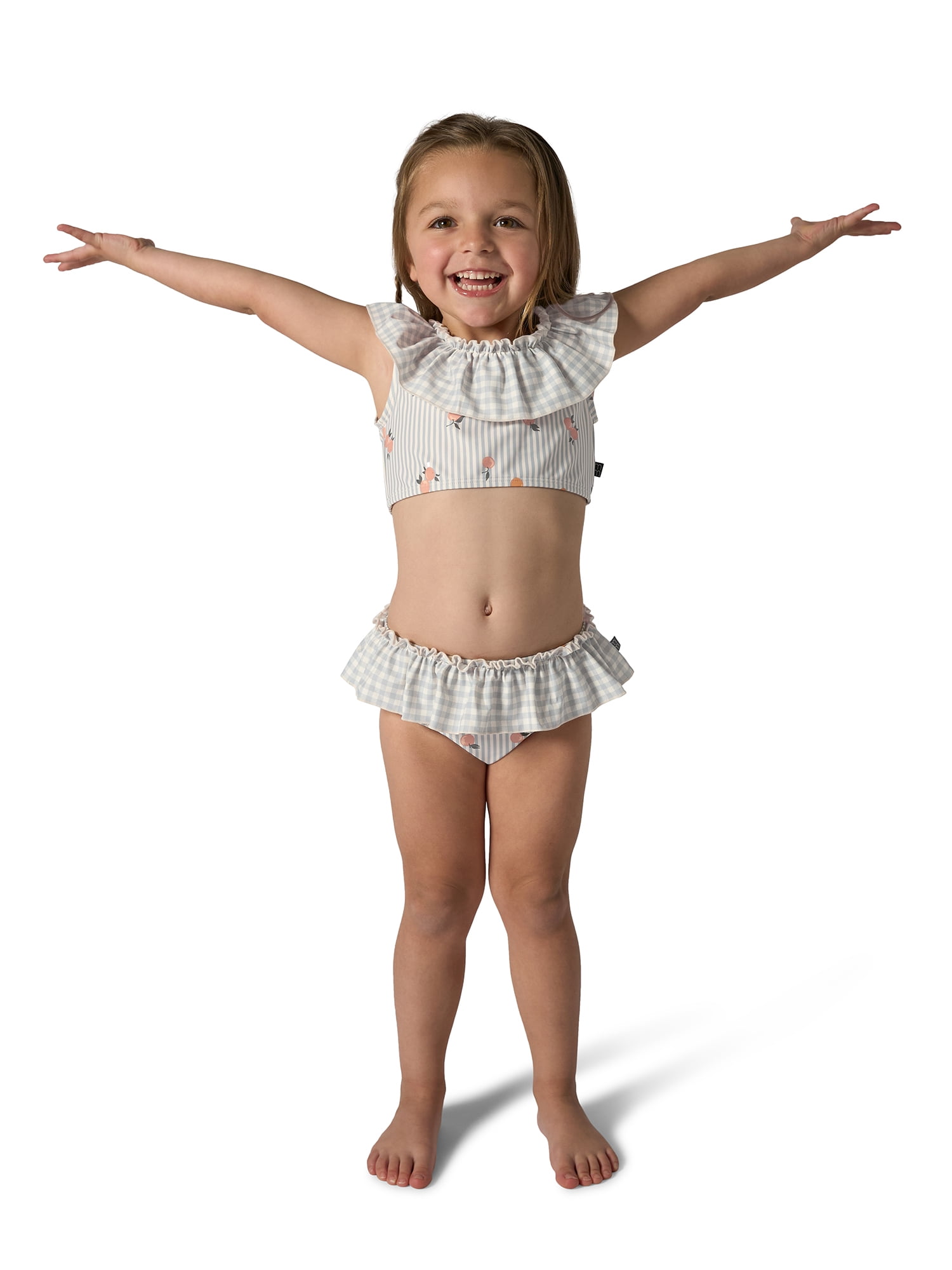 Modern Moments by Gerber Toddler Girl Swimsuit with Neck Ruffle, 2-Piece, Sizes 12M - 5T