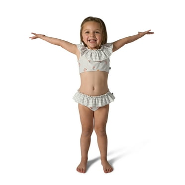 Modern Moments by Gerber Toddler Girl Swimsuit with Neck Ruffle, 2-Piece, Sizes 12M - 5T