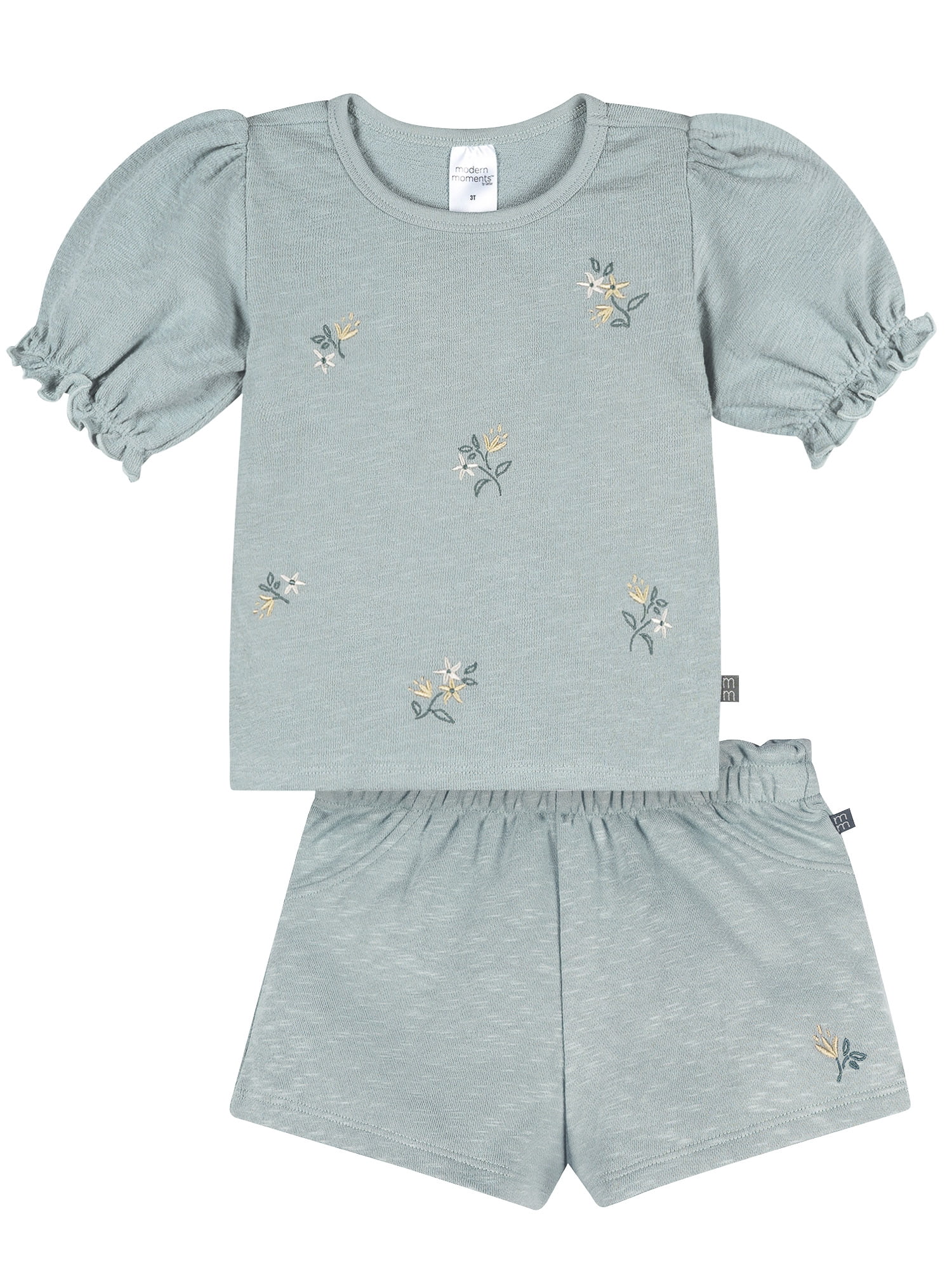 Modern Moments by Gerber Toddler Girl Organic Top and Short Outfit Set Set, 2-Piece, Sizes 12 Months - 5T