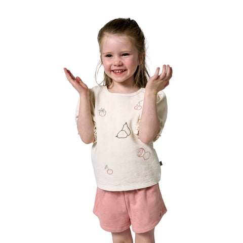 by Gerber Toddler Girl Organic Top and Short Outfit Set Set, 2-Piece, Sizes 12 Months - 5T