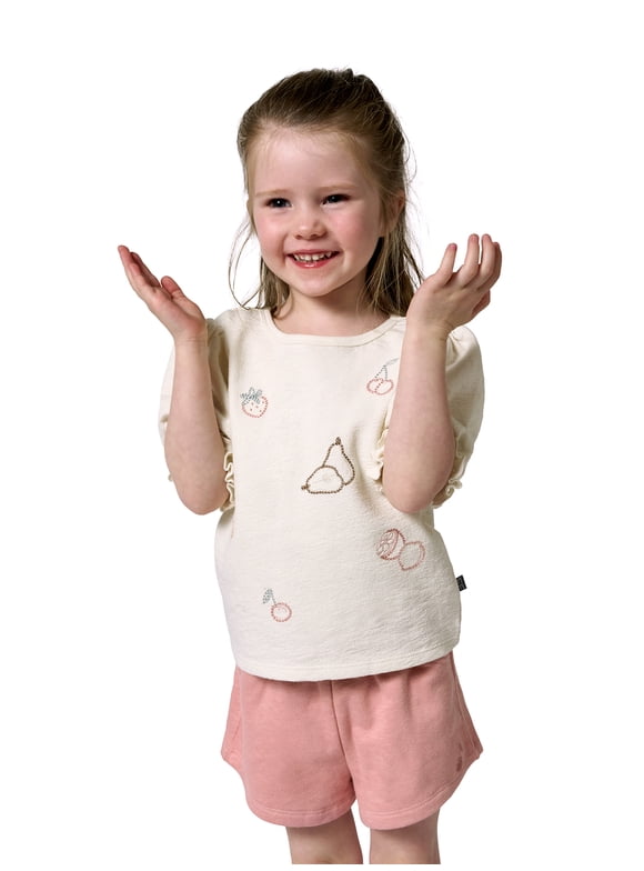 by Gerber Toddler Girl Organic Top and Short Outfit Set Set, 2-Piece, Sizes 12 Months - 5T