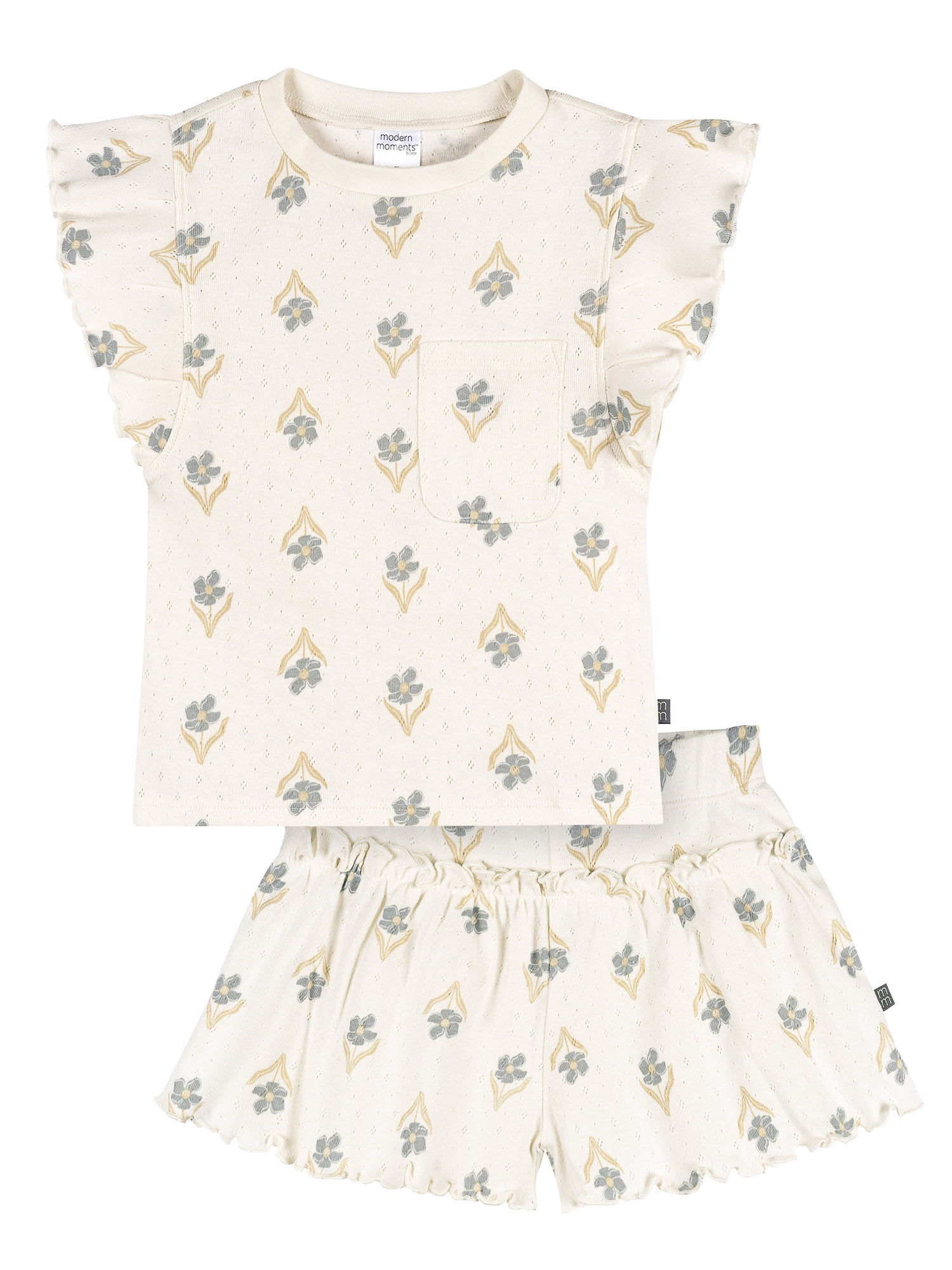 Modern Moments by Gerber Toddler Girl Organic Top and Short Set, Sizes 12 Months - 5T