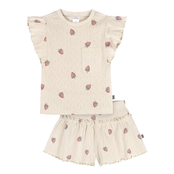 Modern Moments by Gerber Toddler Girl Organic Top and Short Set, Sizes 12 Months - 5T