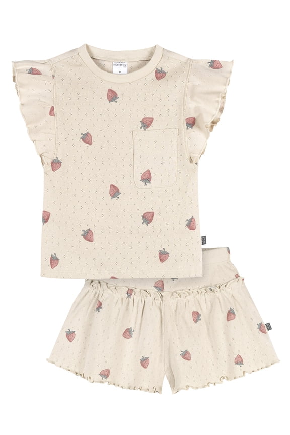 by Gerber Toddler Girl Organic Top and Short Set, Sizes 12 Months - 5T