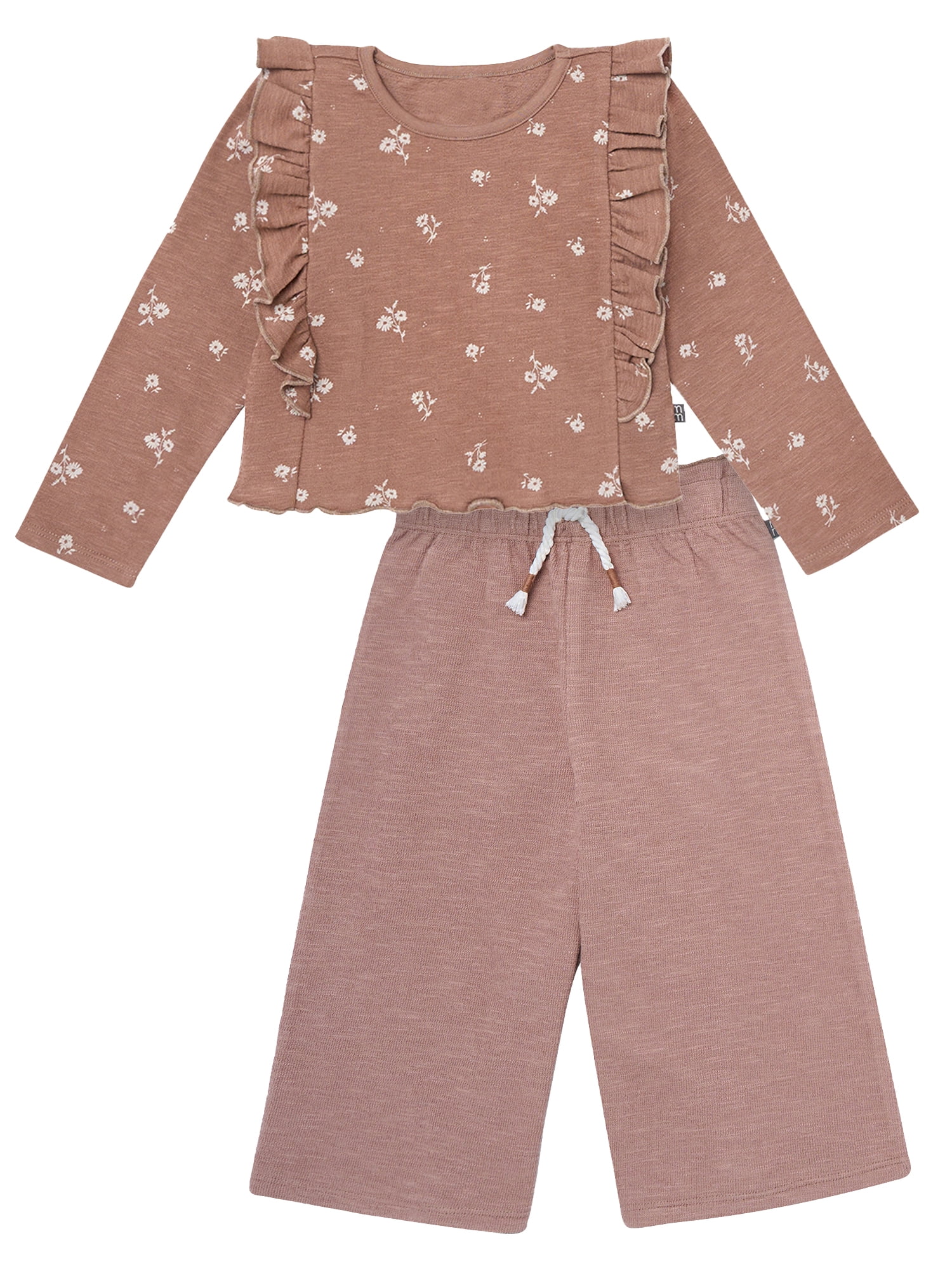 Modern Moments by Gerber Toddler Girl Top and Wide Leg Pant Outfit Set, Sizes 12M-5T