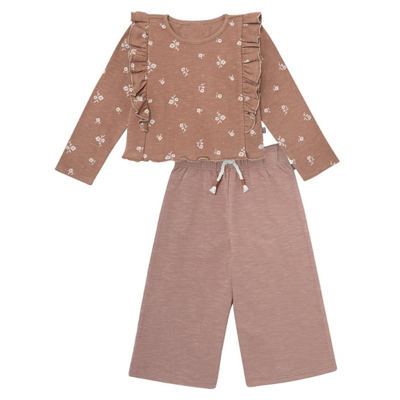 Modern Moments by Gerber Toddler Girl Top and Wide Leg Pant Outfit Set, Sizes 12M-5T
