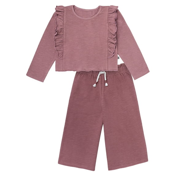 Modern Moments by Gerber Toddler Girl Top and Wide Leg Pant Outfit Set, Sizes 12M-5T